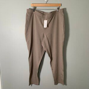 NEW Philosophy cream khaki pull on elastic waist slim skinny stretch career pant